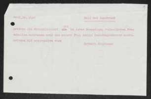 Brief von Gerhart Hauptmann an ... Just