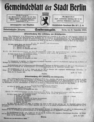 Sonderausgabe, 18. November 1922