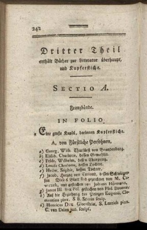 Sectio A. Franzbände [bis] Sectio B. Pergamentbände.