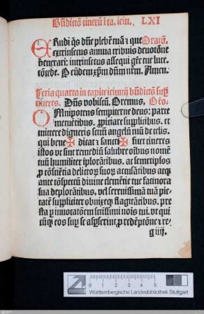 Benedictio cinerum in capite ieunij