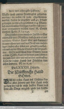 Die LXXXIII. Historie. Die Hülffreiche Hand GOttes