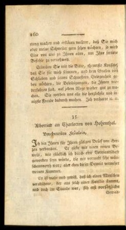 35. Albertine an Charlotten von Hohenthal.