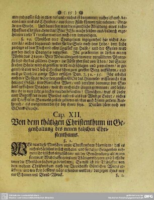 Cap. XII. Von dem thätigen Christenthum in Gegenhaltung des neuen falschen Christenthums