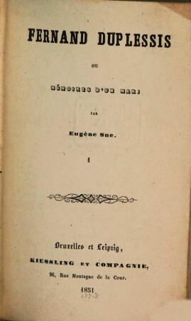 Fernand Duplessis ou mémoires d'un mari, 1,1