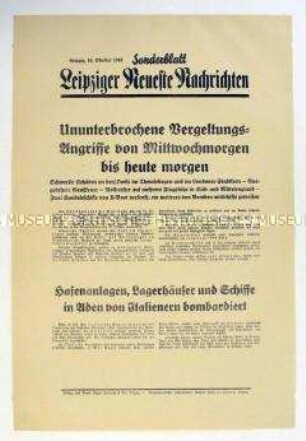 Sonderblatt der "Leipziger Neuesten Nachrichten" zum Luftkrieg gegen Großbritannien