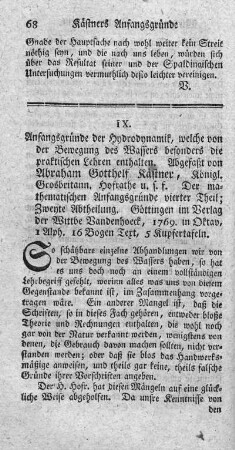 Anfangsgründe der Hydrodynamik.
