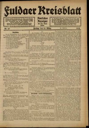 Ausgabe vom Freitag, den 21. März 1919.
