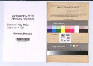 Entnazifizierung Richard Greiner , geb. 22.05.1900 (Postschaffner)