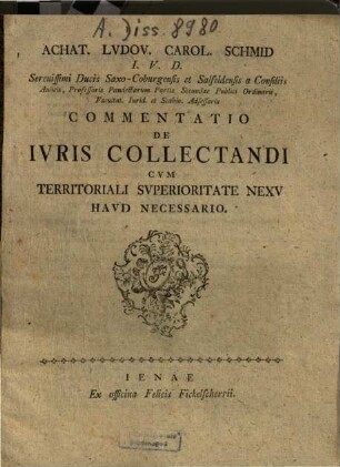 Commentatio de iuris collectandi cum territoriali superioritate nexu haud necessario