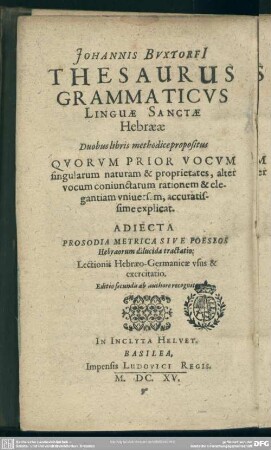 Thesaurus grammaticus linguae sanctae Hebraeae : adiecta prosodia metrica