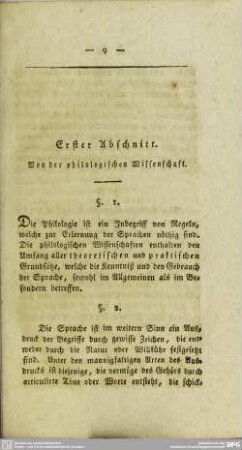 Erster Abschnitt. Von der philologischen Wissenschaft