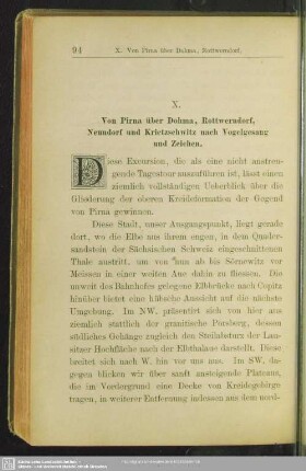 X. Von Pirna über Dohma, Rottwerndorf, Neundorf und Krietzschwitz nach Vogelsang und Zeichen