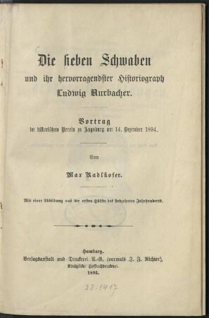 Die sieben Schwaben und ihr hervorragendster Historiograph Ludwig Aurbacher