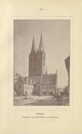 Stendal. Rathhaus und Marienkirche am Marktplatz