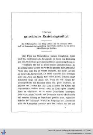 Ueber griechische Erziehungsmittel.