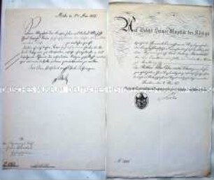 Berufung zum Kaiserlichen Oberregierungsrat für Karl Ludwig Hauschild; Berlin 10. November 1879, beiliegend Übergabebescheinigung, Straßburg 21. November 1879