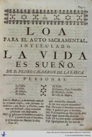 Loa para el Auto Sacramental La Vida es Sueño.