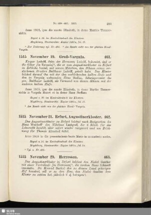 462. 1515, November 21. Erfurt, Augustinerkloster