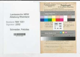 Entnazifizierung Felizitas Schneider , geb. 14.03.1893 ()