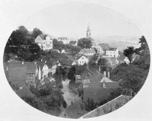 Blick über den Loschwitzgrund : Blick über den Loschwitzgrund (Vorder Loschwitzgrund). Albuminpapier; 15,7 x 19,8 cm (1867; A. Kotzsch). Dresden: Hauptstaatsarchiv Dresden 612/3