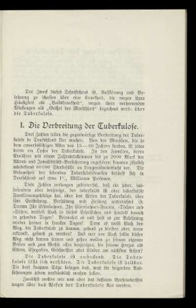 I. Die Verbreitung der Tuberkulose.