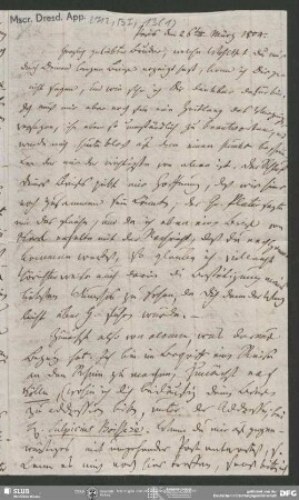 Eigenh. Brief von Friedrich von Schlegel an August Wilhelm von Schlegel, Paris, 26.03.1804