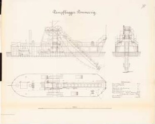 Dampfbagger »Pommerzig«: Grundriss, Schnitte 1:50