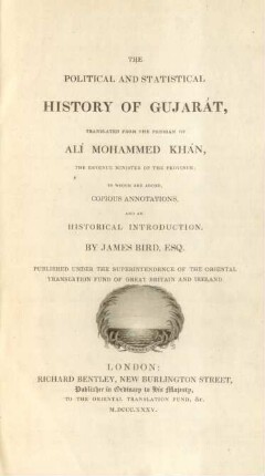 The political and statistical history of Gujarát