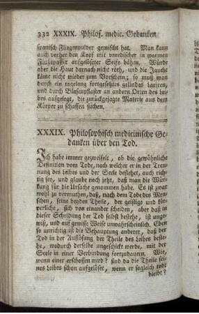 XXXIX. Philosophisch medicinische Gedanken über den Tod.