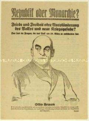 Aufruf der SPD zur Wahl von Otto Braun zum Reichspräsidenten 1925