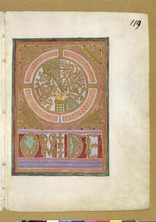 Sogenanntes Kostbares Evangeliar — Initialzierseite des Lukasevangeliums, Folio fol. 119r
