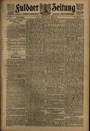 Erste Ausgabe vom Freitag, den 29. April 1910.
