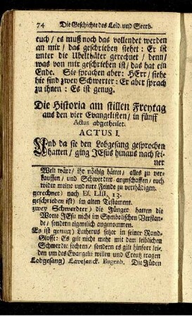 Die Historia am stillen Freytag aus den vier Evangelisten / in fünff Actus abgetheilet.