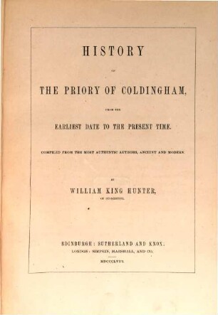 History of the priory of Coldingham