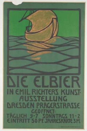 Plakat: Die Elbier - Kunstausstellung im Emil Richter Kunstsalon, Dresden, Prager Straße