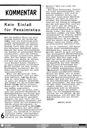 Kein Einlaß für Pessimisten : Kommentar