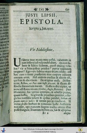 Justi Lipsii Epistola