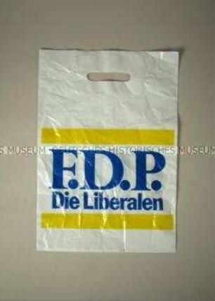 Kunststofftüte mit Wahlwerbung - "F.D.P. / Die Liberalen"