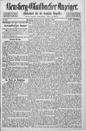Bensberg-Gladbacher Anzeiger. 1870-1907