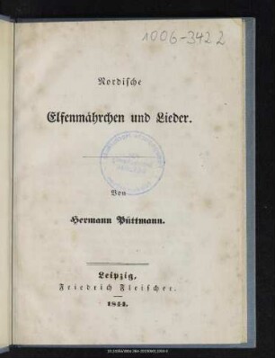 Nordische Elfenmährchen und Lieder