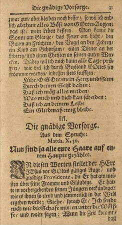 III. Die gnädige Vorsorge