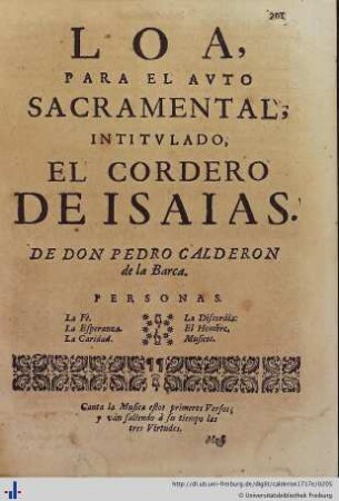 Loa para el Auto Sacramental El Cordero de Isaias.