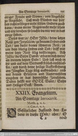 XXIIX. Evangelium. Am Sonntage Invocavit
