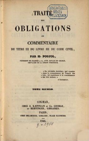 Traité des obligations ou commentaire du titre III du Livre III du Codecivil, 2