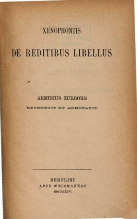 Xenophontis De reditibus libellus