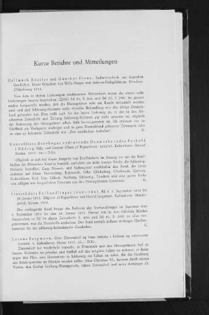 Kurze Berichte und Mitteilungen