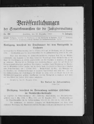 Verfügung, betreffend die Verwendung weiblicher Hilfskräfte im Gerichtsschreiberdienste