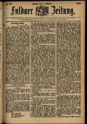 Ausgabe vom Freitag, den 04. Oktober 1889.