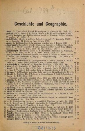 Catalog Nr. ... des antiquarischen Bücherlagers von L. M. Glogau Sohn in Hamburg : [Ab Nr. 34 auch m. d. Tit.:] Des Hamburger Antiquar, 36