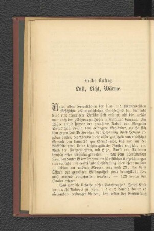 Dritter Vortrag. Luft, Licht, Wärme.